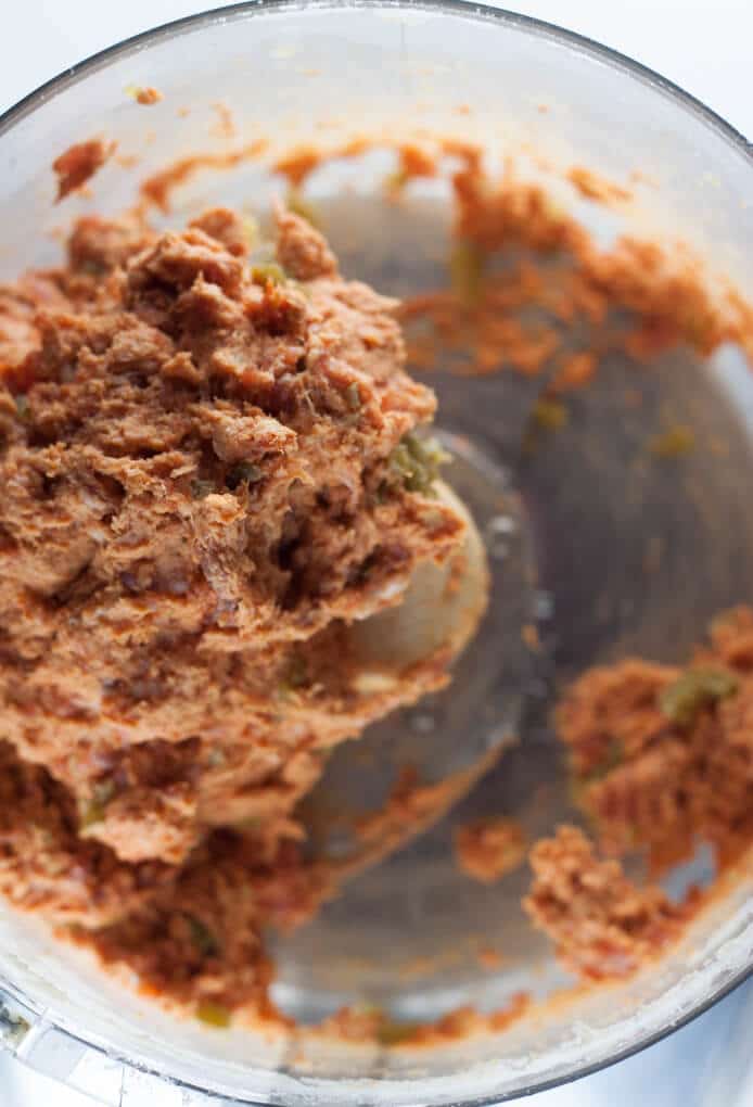 sausage ball mixture in food processor