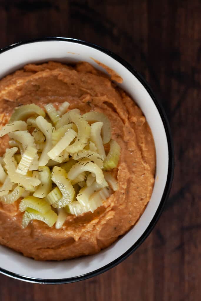 Buffalo Ranch Hummus and Pickled Celery