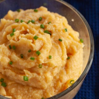 Mashed sweet potatoes with chipotle honey butter