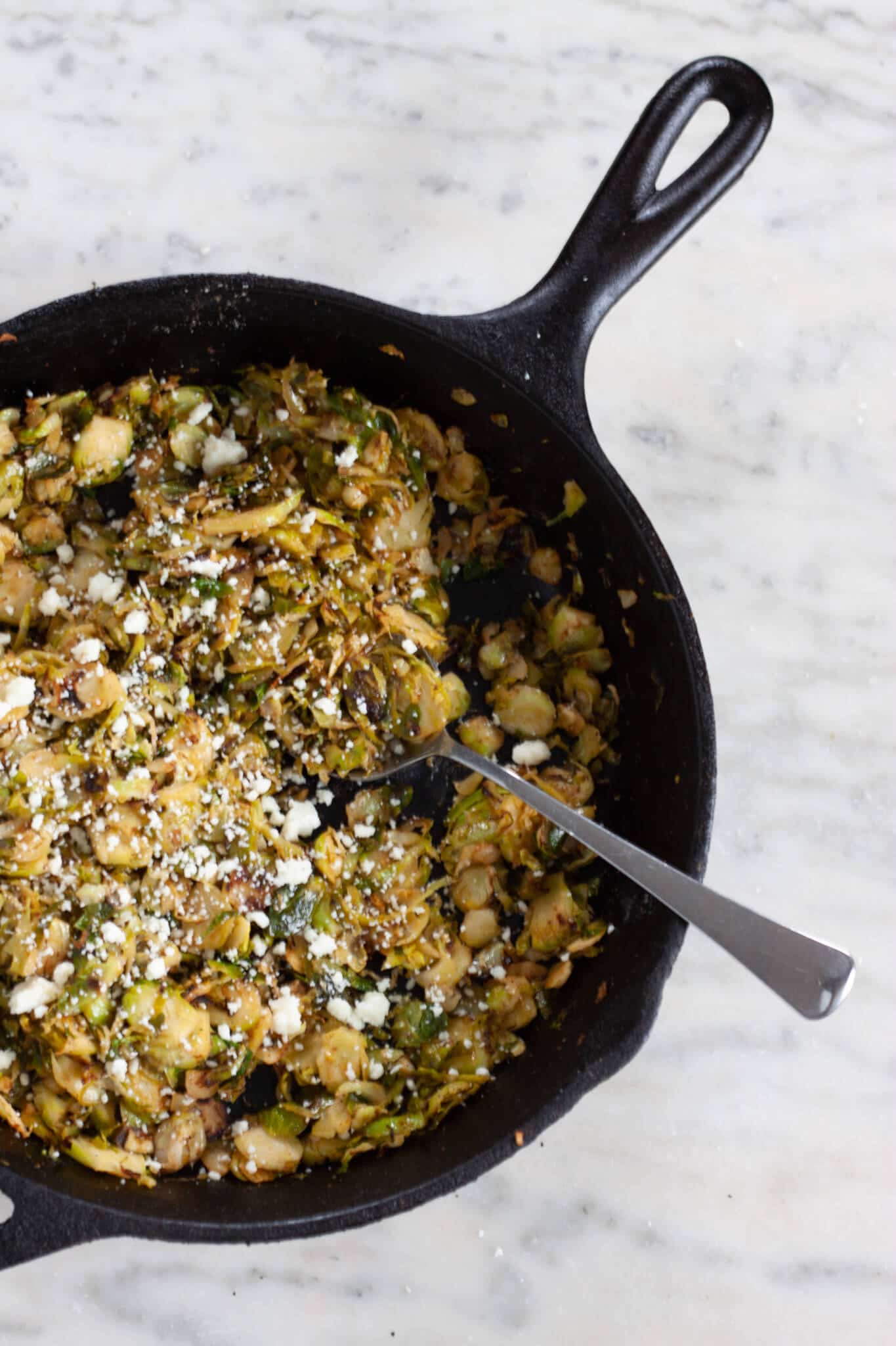 Simple Sautéed Brussels Sprouts with Cotija Cheese