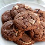 hot chocolate peppermint cookies with ghirardelli peppermint bark