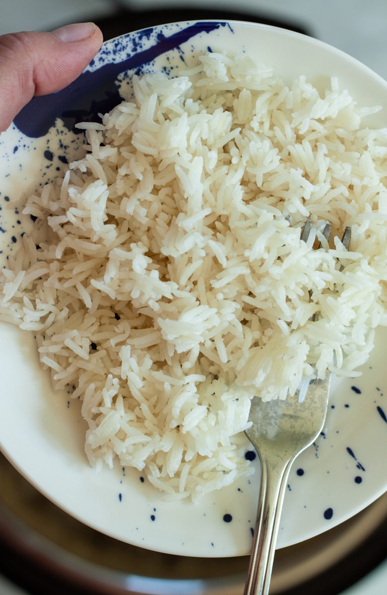 Plate of Instant Pot Basmati Rice.