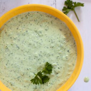 creamy green sauce with spring onion
