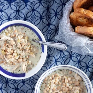 White chicken chili with porchetta seasoning