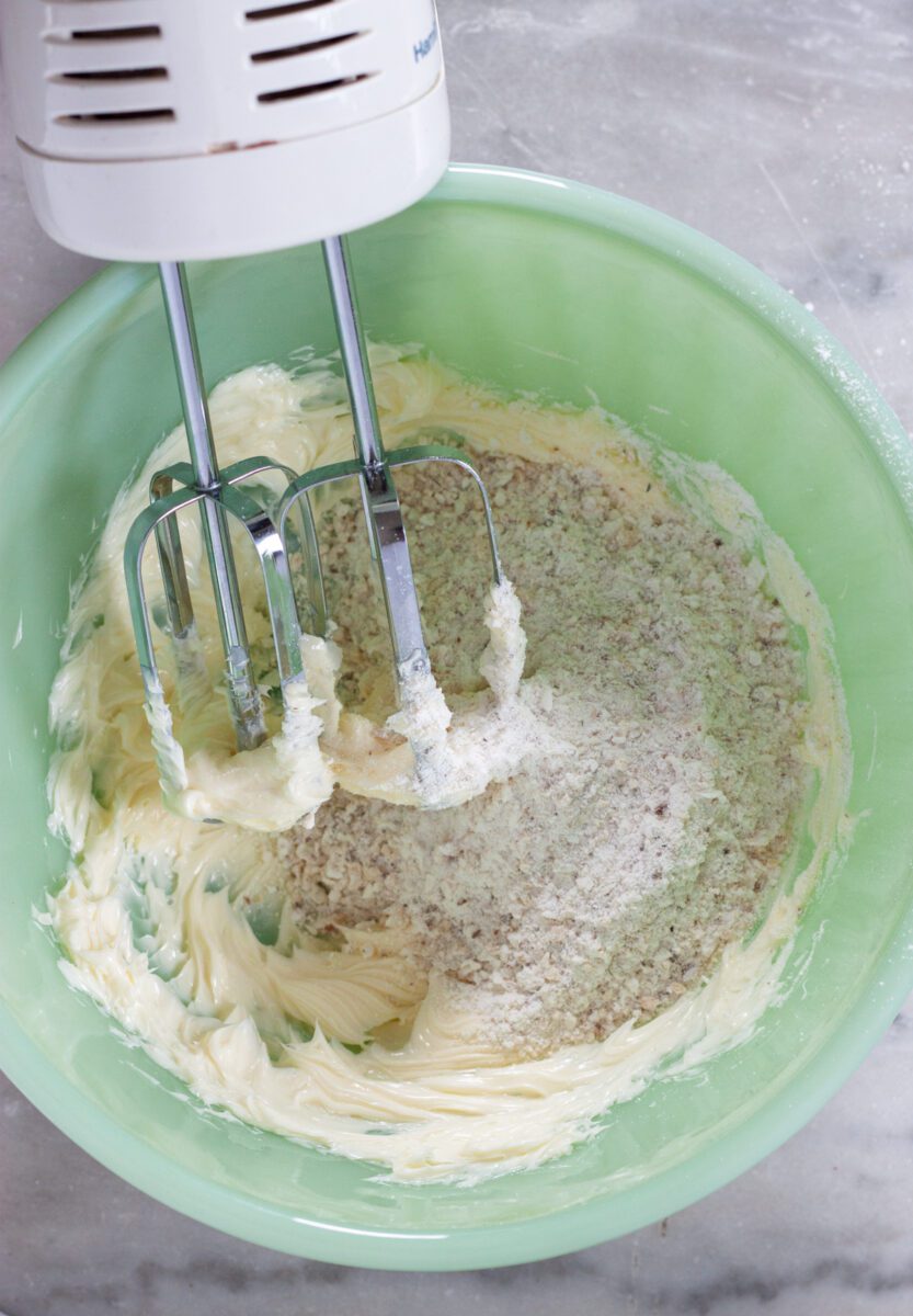 creamed butter and ground walnut mixture
