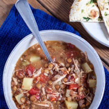 Turkey Lentil Soup with Garlic Naan