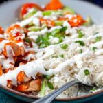 Buffalo chicken rice bowls